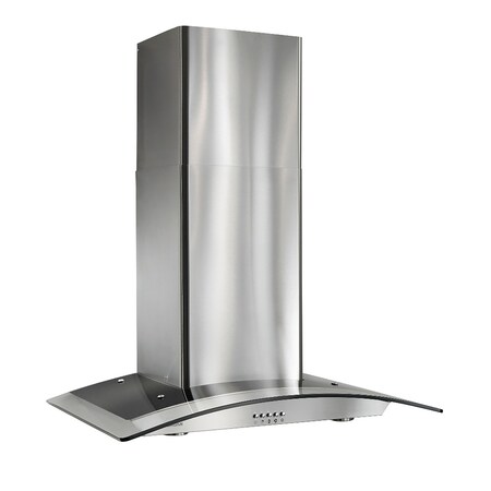 Broan-Nutone 29-1/2-in. Arched Glass Wall Mount Chimney Hood, 450 CFM with Halogen Lighting B5630SS